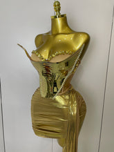 Sparkly Gold Sequin Sexy Top Two Pieces Set 2025 Women Celebrate Party Birthday NightClub Performance Dancer Show Stage Outfit